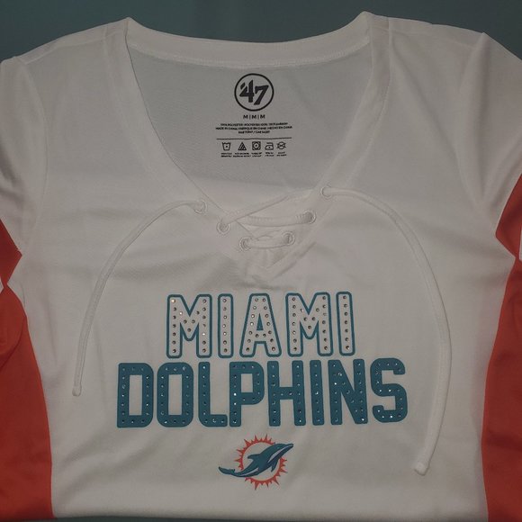 NWT Miami Dolphins Officially Licensed Gem Stacked V-Neck for Ladies - Picture 6 of 13
